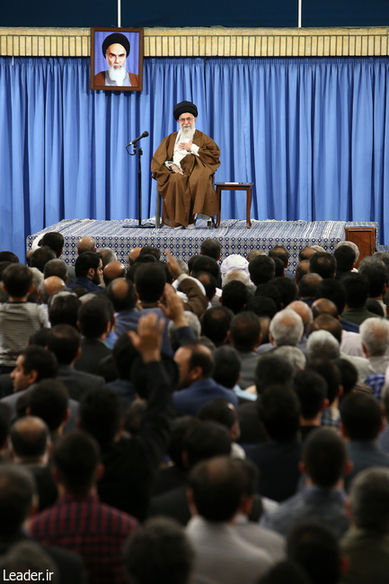 Ayatollah Khamenei meets with a group of Sacred Defense war veterans and artists.