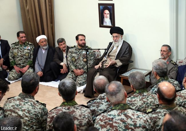 Ayatollah Khamenei receives officials and commanders of Khatam al-Anbiya Air Defense Base.
