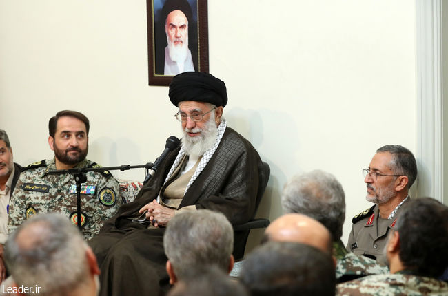 Ayatollah Khamenei receives officials and commanders of Khatam al-Anbiya Air Defense Base.