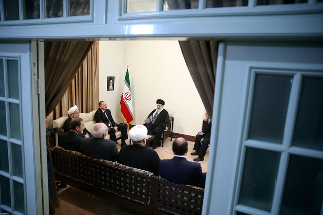 Ayatollah Khamenei receives Azeri President Ilham Aliyev and the delegation accompanying him in a visit to Tehran.