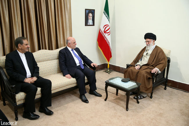 Ayatollah Khamenei receives the Iraqi prime minister and his entourage.