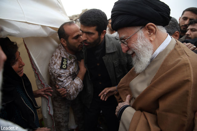 Ayatollah Khameneii visits villages in the quake-hit province of Kermanshah.